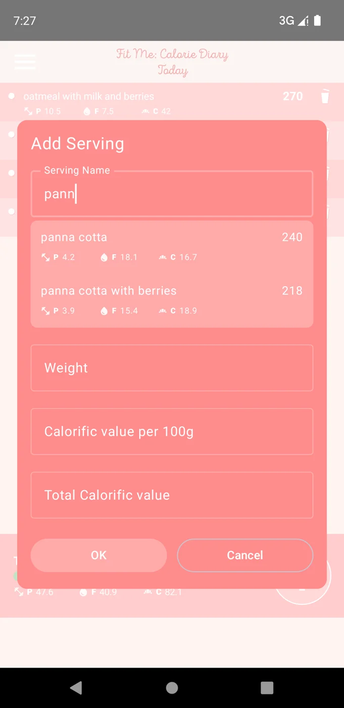 Add a meal or serving — FitMe